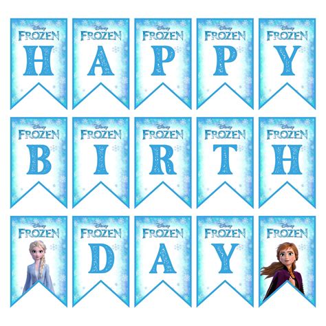 Downloadable Free Printable Frozen Happy Birthday Banner Templates